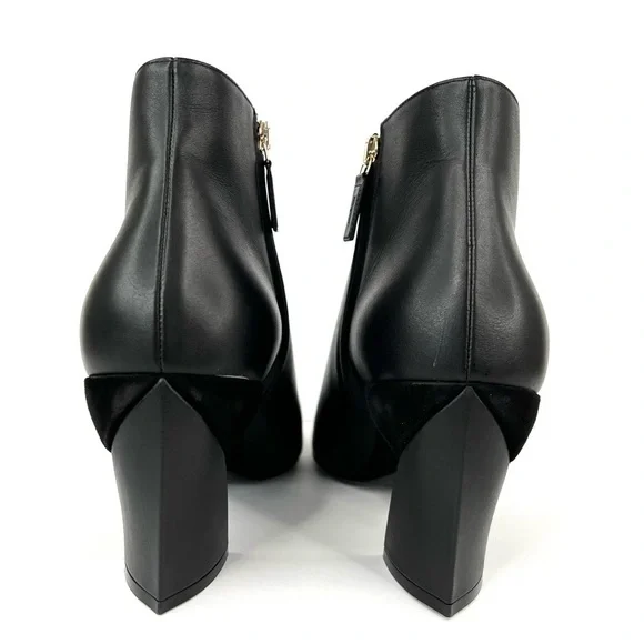 SALVATORE FERRAGAMO Antila Lace Up Black Leather Side Zip Ankle Boots Size 9.5